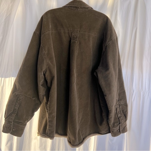 VTG Woolrich Faux Sherpa Lined Brown Corduroy Shirt Size XL - Picture 3 of 12